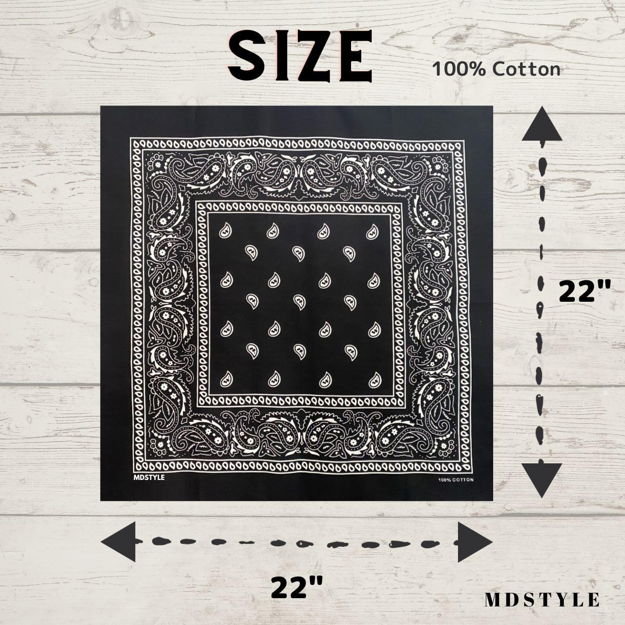 100% Cotton Bandana Black