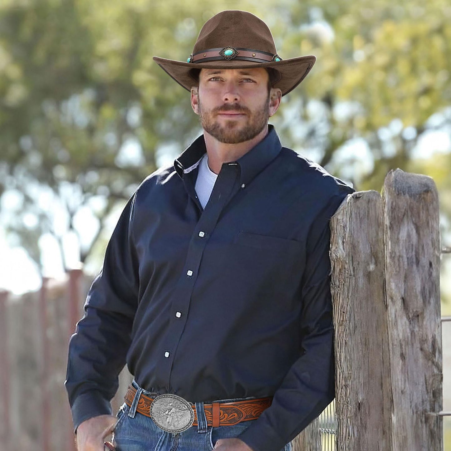 Cowboy/Cowgril Hat,Blue Beads-coffee