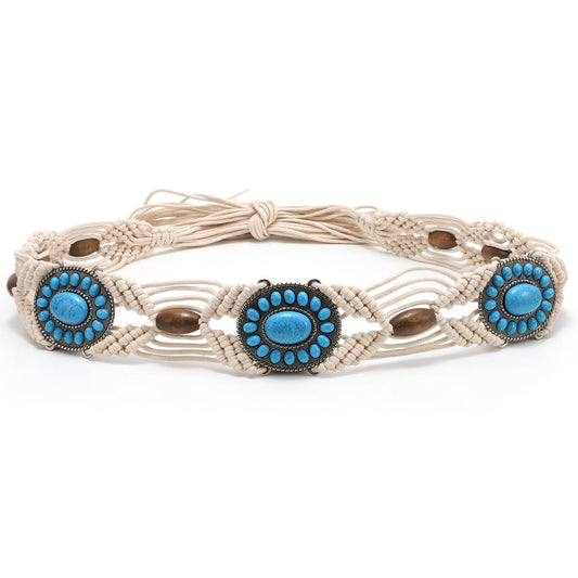 Boho Turquoise Belt Beige