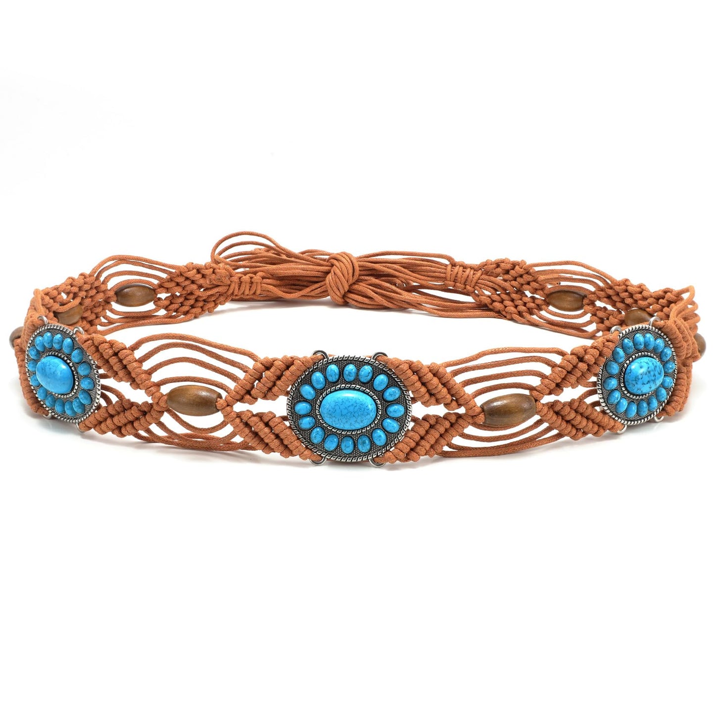 Boho Turquoise Belt Brown