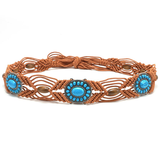 Boho Turquoise Belt Brown