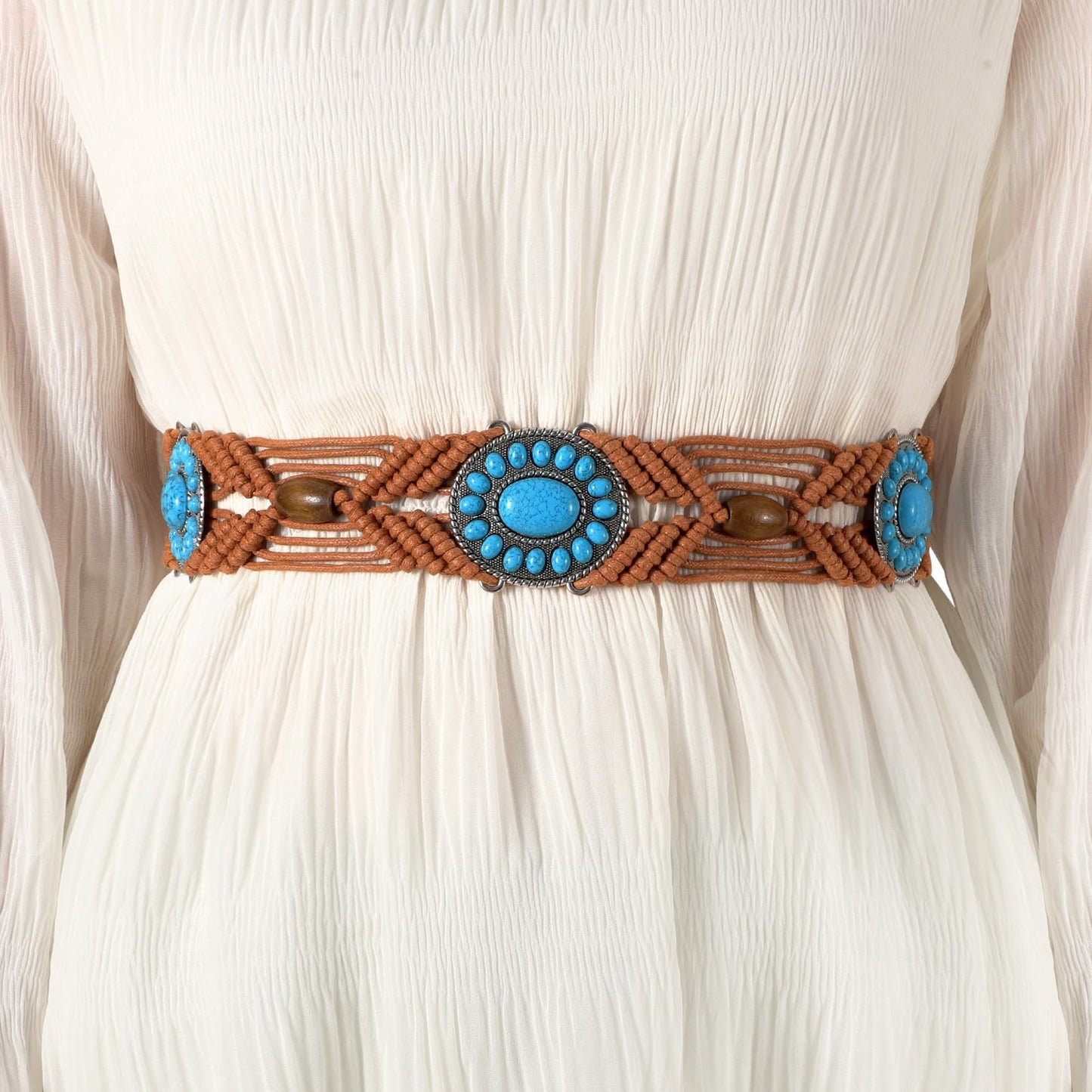 Boho Turquoise Belt Brown