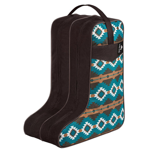 Boot Bag for Cowboy Boots–Western Aztec Pattern Travel Boot Carrier with Handle –Waterproof & Dustproof Shoe Storage Bag for Men & Women–Fits Most Sizes.