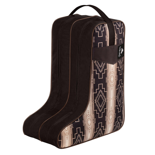 Boot Bag for Cowboy Boots–Western Aztec Pattern Travel Boot Carrier with Handle –Waterproof & Dustproof Shoe Storage Bag for Men & Women–Fits Most Sizes.