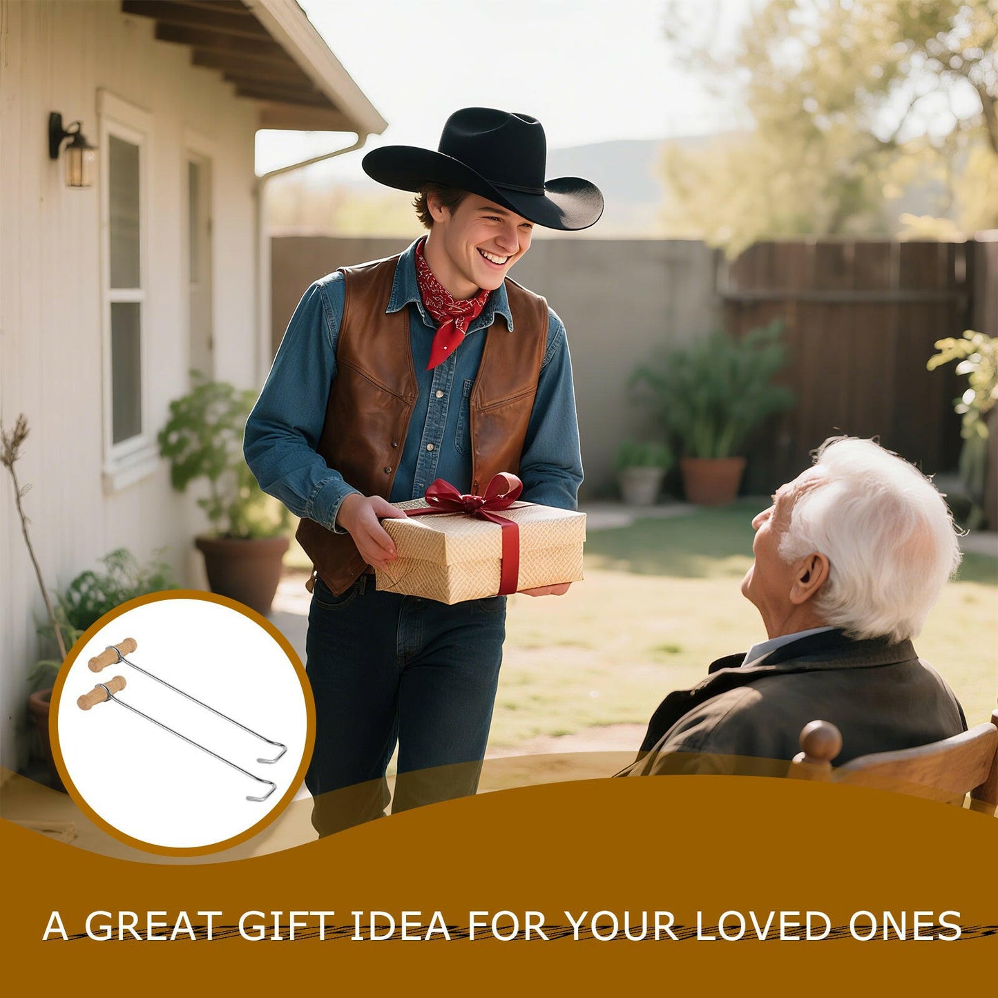 Cowboy Boot Hooks for Men and Women - Boot Puller for Cowboy Boots with Long Handles.