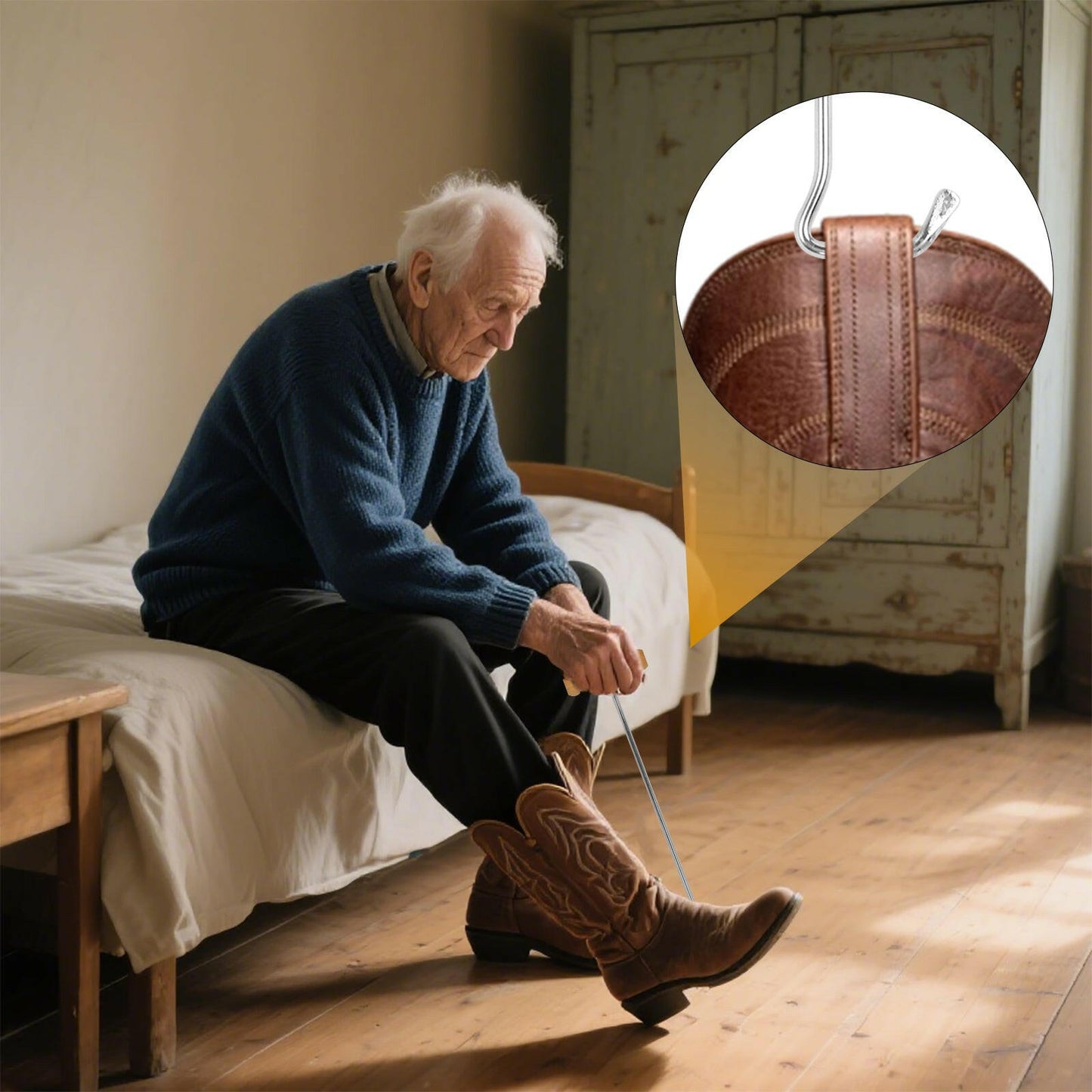 Cowboy Boot Hooks for Men and Women - Boot Puller for Cowboy Boots with Long Handles.