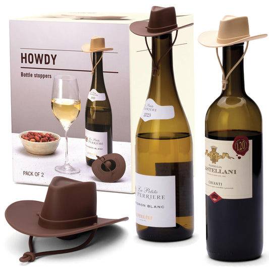 2-Pack Cowboy Hat Wine Stoppers – Fun Silicone Bottle Stoppers Keep Wine Fresh – Novelty Kitchen Gadgets & Cute Wine Accessories