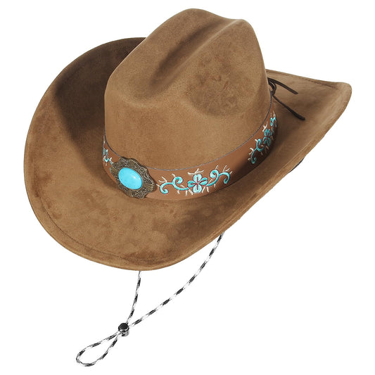 Embroidered Cowboy/CowGril Hat - Brown