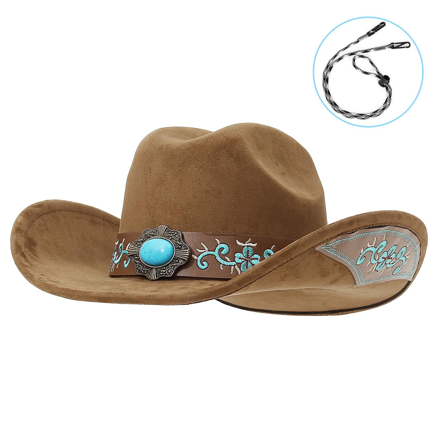 Embroidered Cowboy/CowGril Hat - Brown