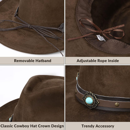 Cowboy/Cowgril Hat,Blue Beads-coffee