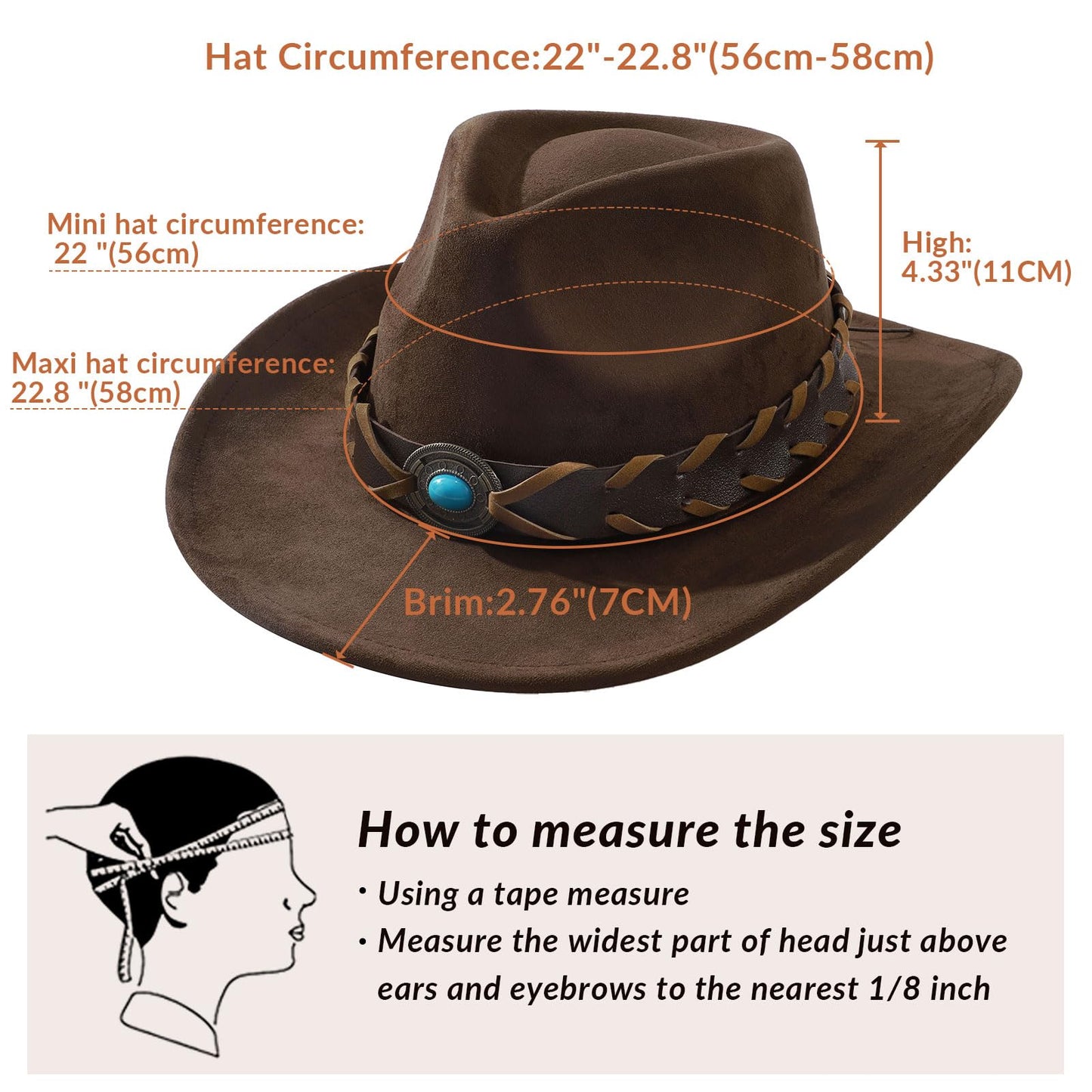Cowboy/Cowgril Hat,Blue Beads-coffee