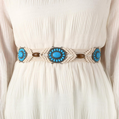 Boho Turquoise Belt Beige