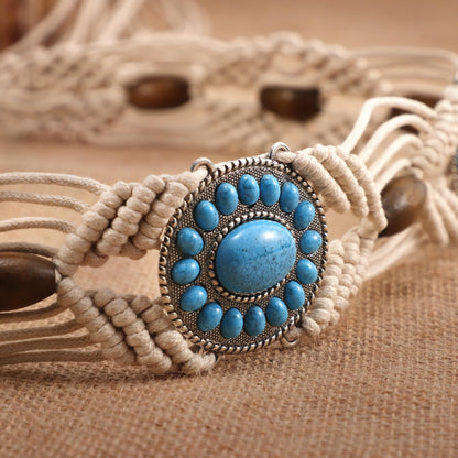 Boho Turquoise Belt Beige