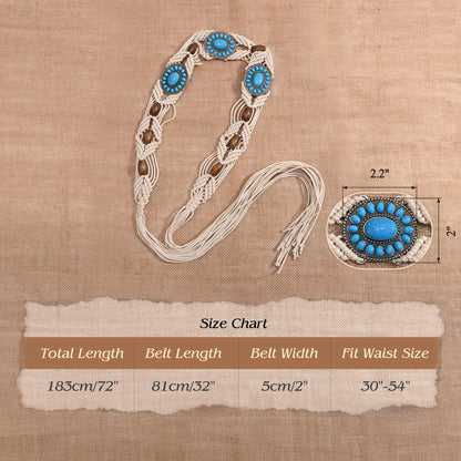 Boho Turquoise Belt Beige