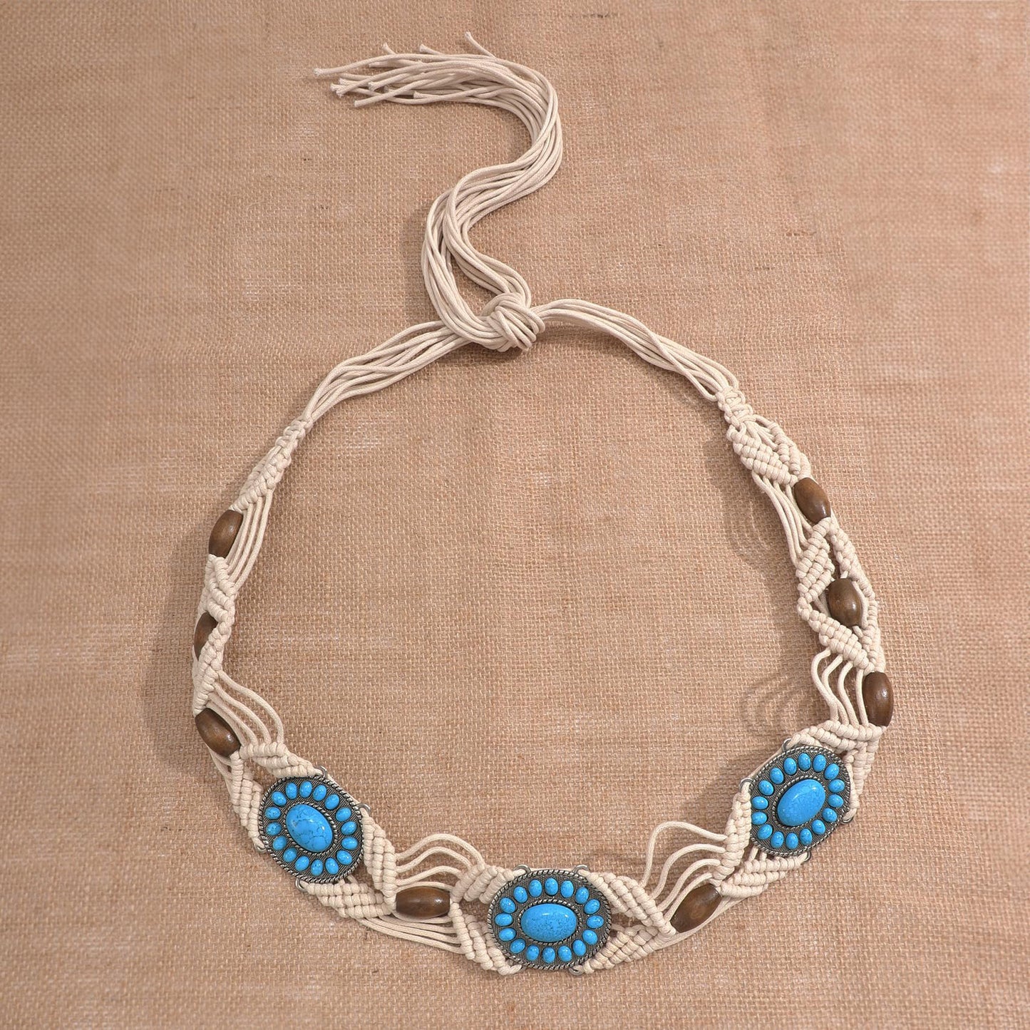 Boho Turquoise Belt Beige