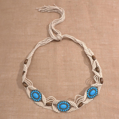 Boho Turquoise Belt Beige