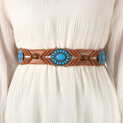 Boho Turquoise Belt Brown