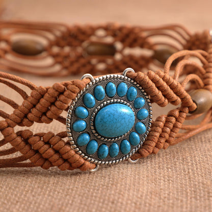 Boho Turquoise Belt Brown