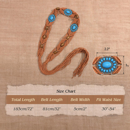 Boho Turquoise Belt Brown
