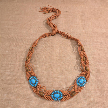 Boho Turquoise Belt Brown