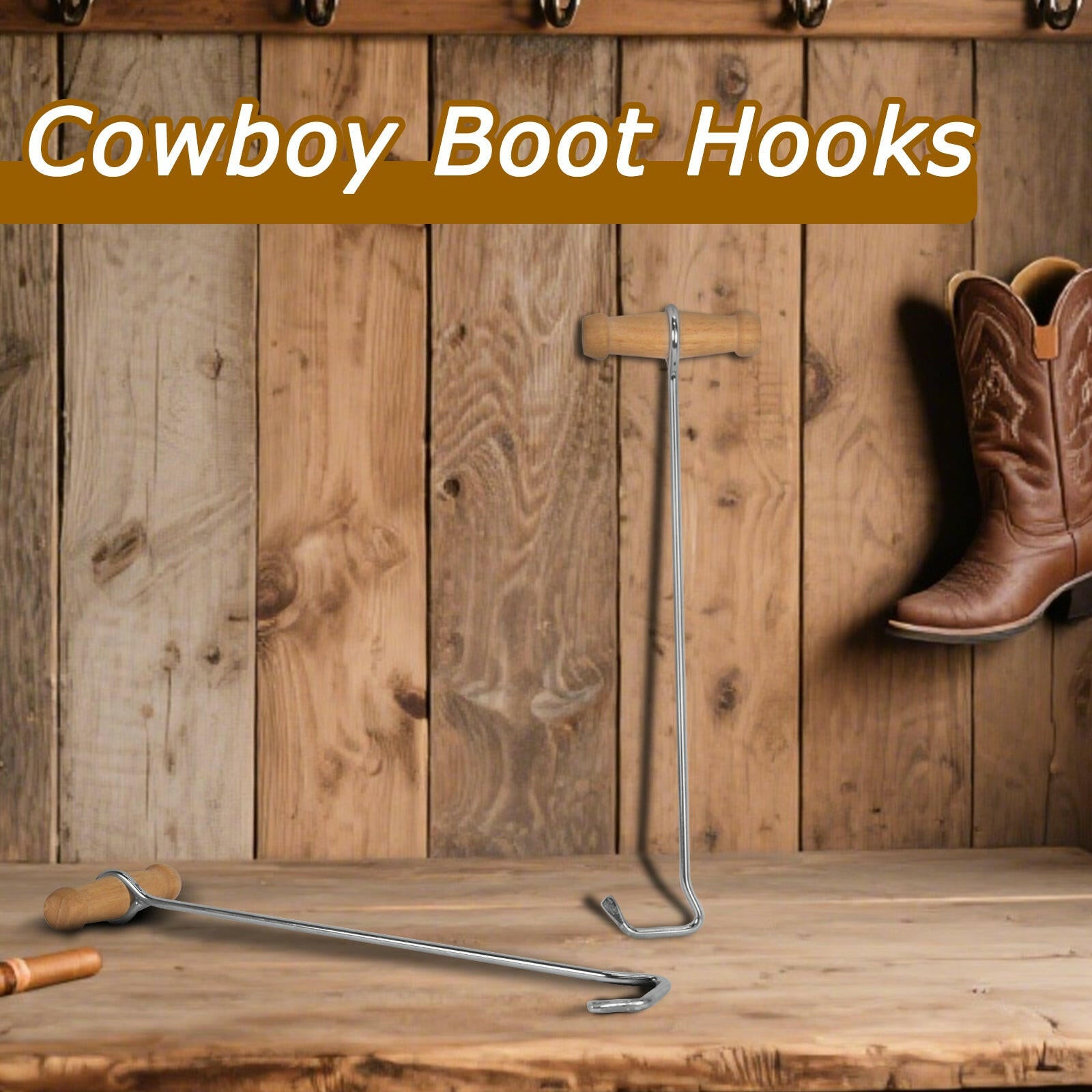 Cowboy Boot Hooks for Men and Women - Boot Puller for Cowboy Boots with Long Handles.