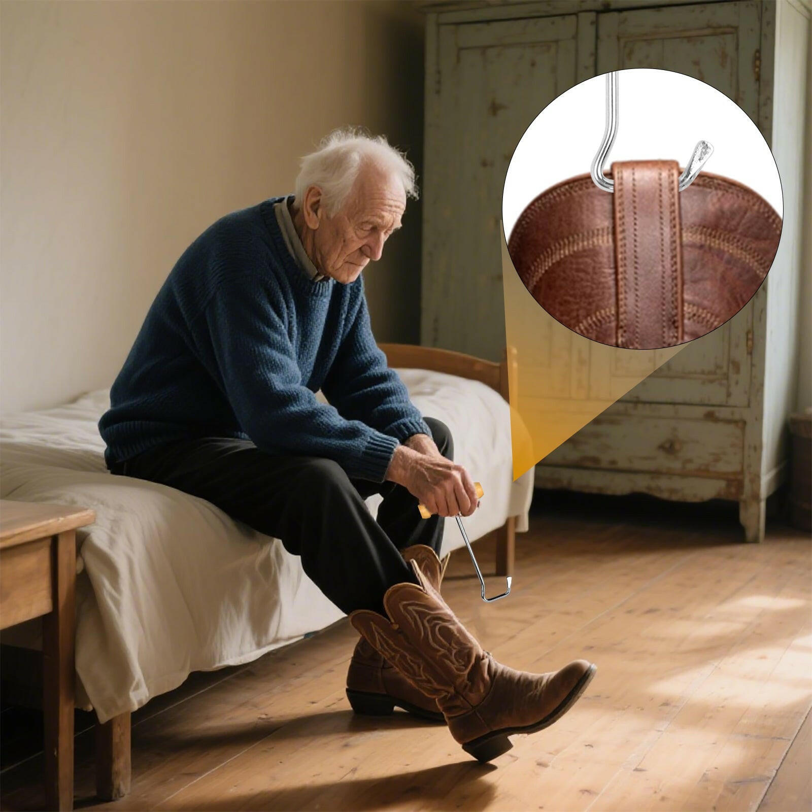 Cowboy Boot Hooks for Men and Women - Boot Puller for Cowboy Boots with Short Handles.