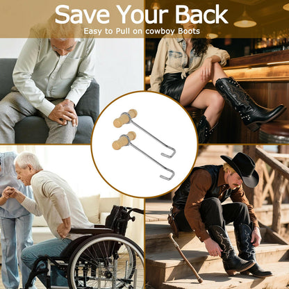 Cowboy Boot Hooks for Men and Women - Boot Puller for Cowboy Boots with Short Handles.
