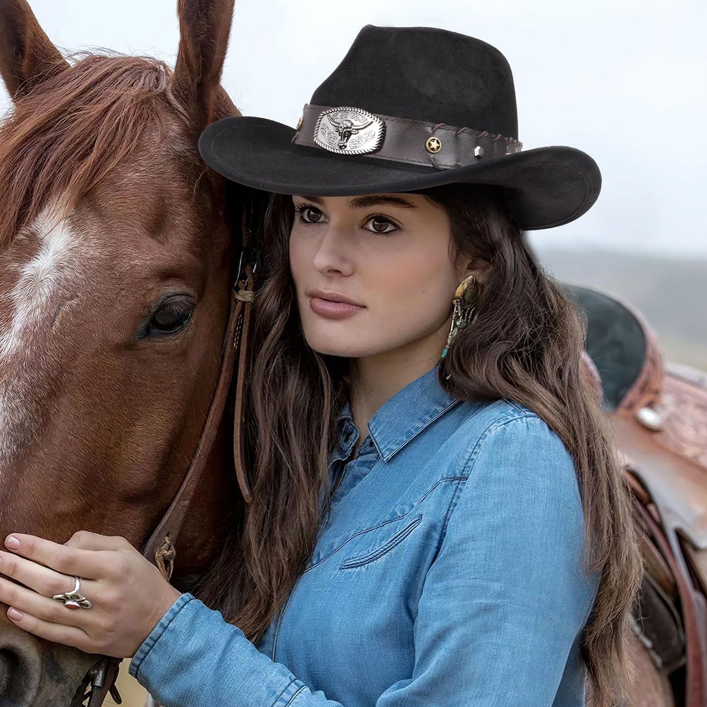 Cowboy/Cowgril Hat,Silver Bull-black