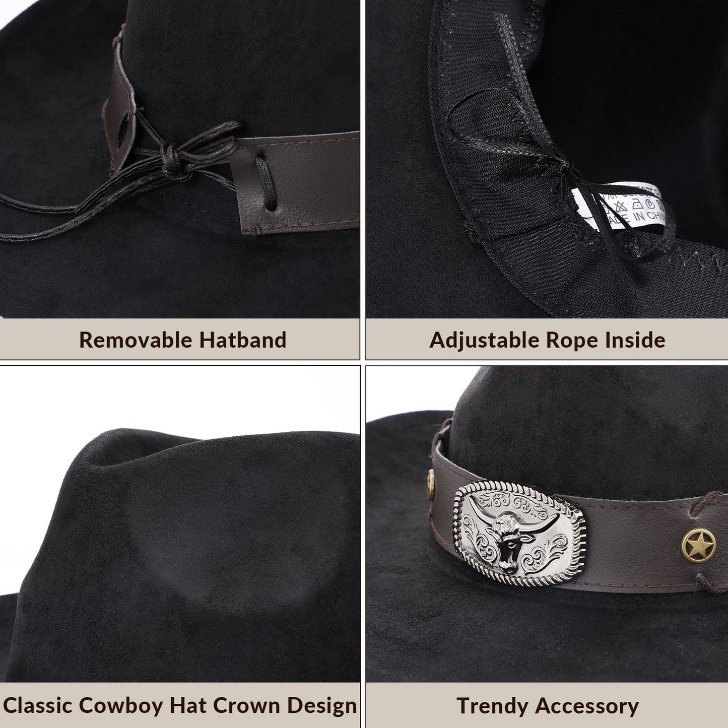 Cowboy/Cowgril Hat,Silver Bull-black