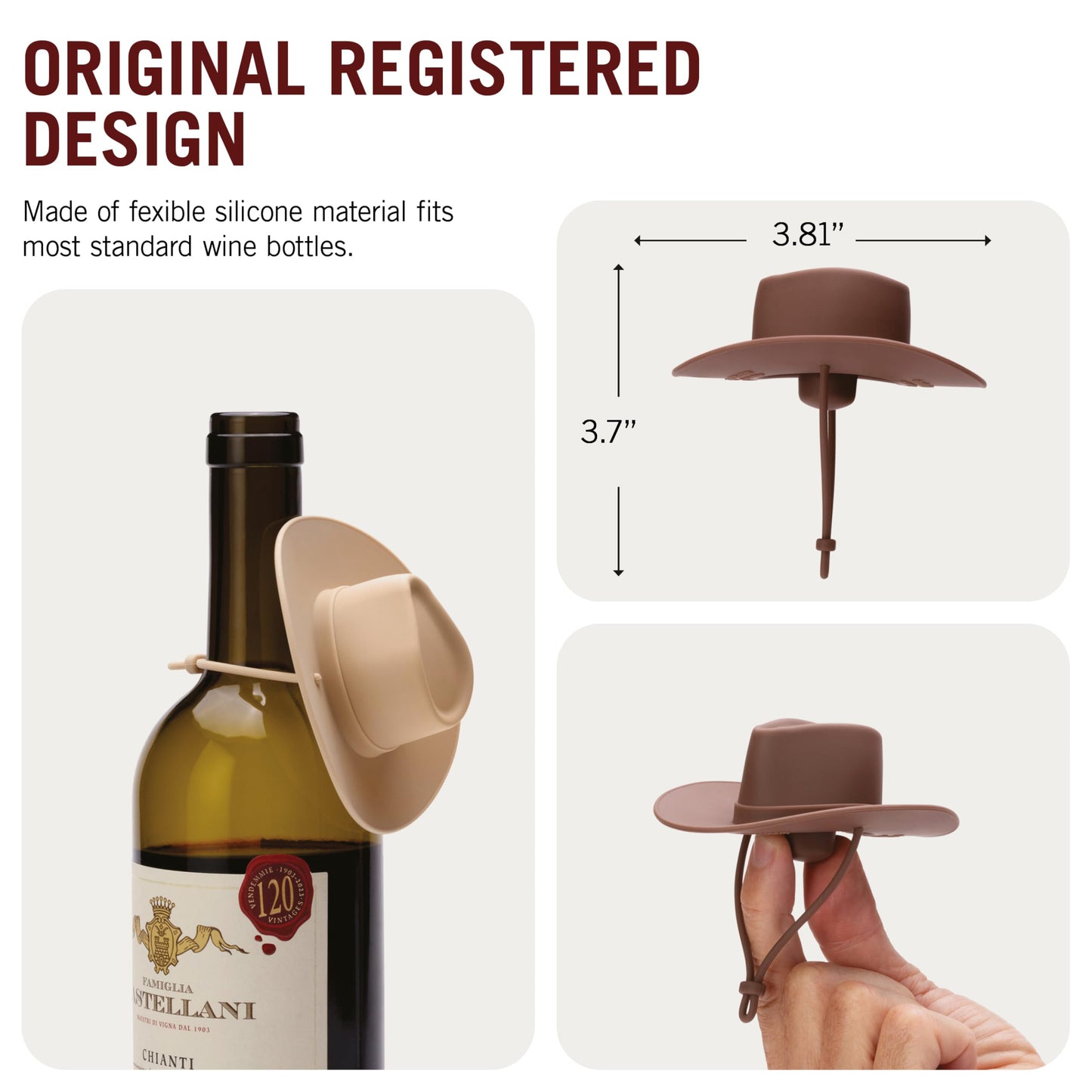 2-Pack Cowboy Hat Wine Stoppers – Fun Silicone Bottle Stoppers Keep Wine Fresh – Novelty Kitchen Gadgets & Cute Wine Accessories