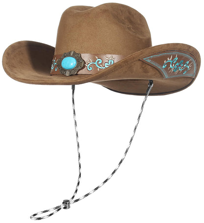 Embroidered Cowboy/CowGril Hat - Brown