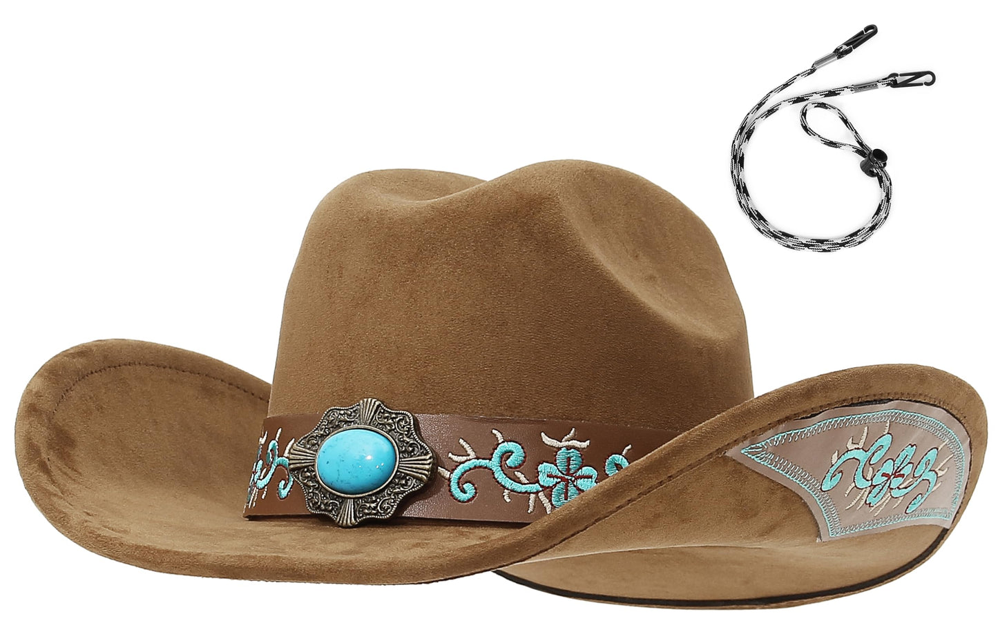 Embroidered Cowboy/CowGril Hat - Brown