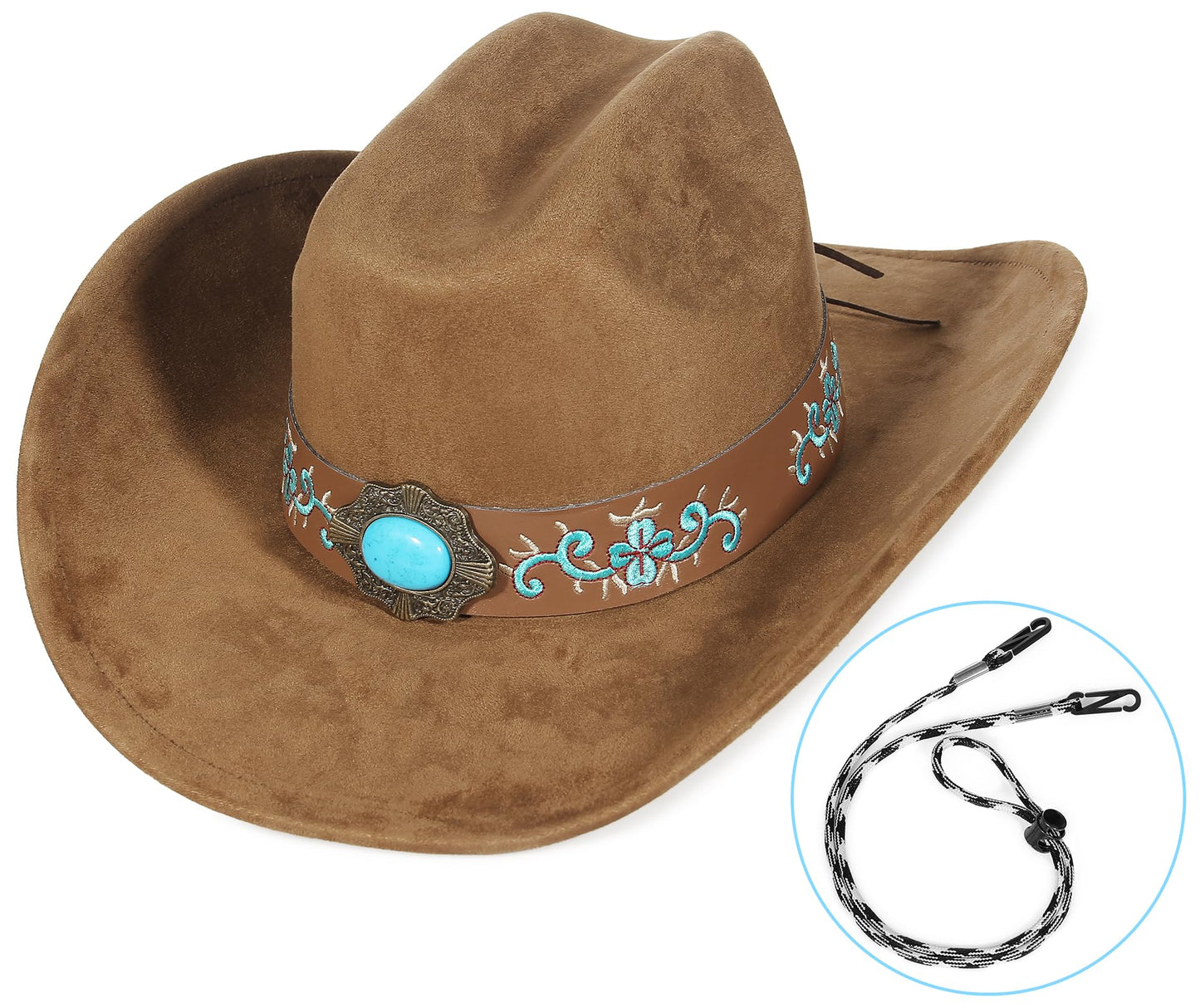 Embroidered Cowboy/CowGril Hat - Brown