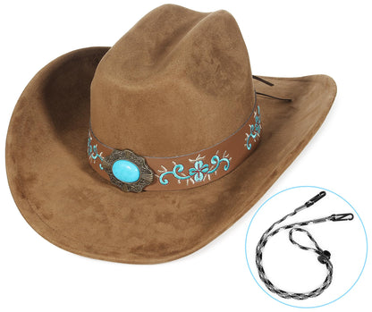 Embroidered Cowboy/CowGril Hat - Brown